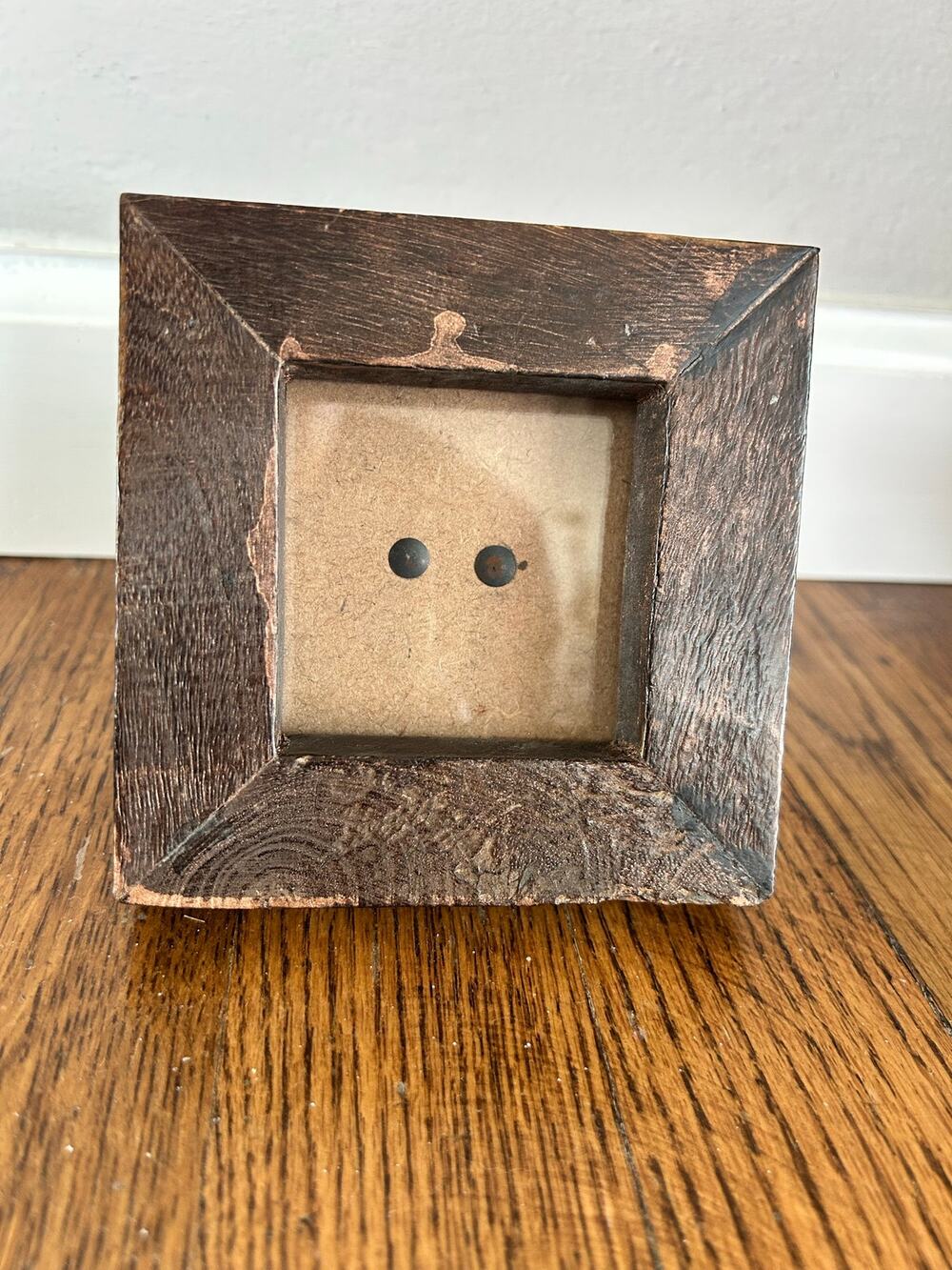 Small Rustic Dark Wood Square Picture Frame, Mini Farmhouse Tabletop Frame